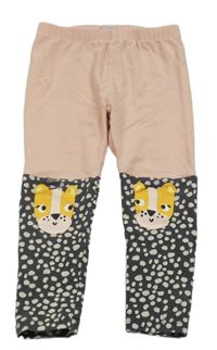 Svetloružová -sivé legíny s medvedíkmi Tu