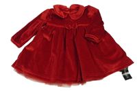 Nové - červené sametové šaty s límečkem dunnes