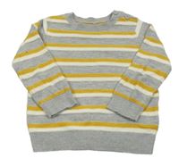 Sivo-bielo-okrový pruhovaný ľahký sveter Matalan