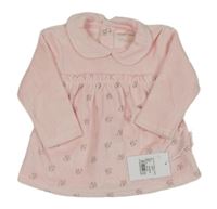 Nové - svetloružová zamatová vzorovaná tunika s golierikom