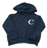 Tmavomodrá mikina s písmenem a kapucňou