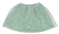 Zelená kvetovaná tylová sukňa H&M