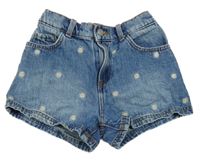 Modré riflové kraťasy s výšivkami květů Denim Co.