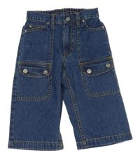Tmavomodré crop rifle s vreckami H&M