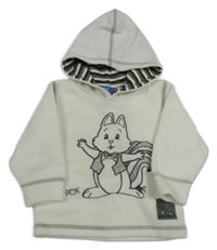 Biela fleecová mikina s veverkou a kapucňou Topolino