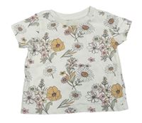 Smotanové kvetované tričko