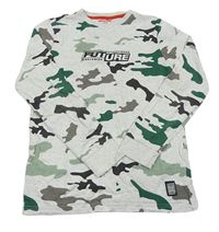 Svetlošedá -sivo-zelené army tričko s nápisom F&F