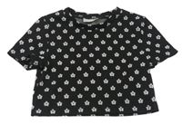 Černé květované úpletové crop tričko Matalan
