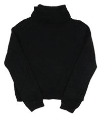 Čierny trblietavý crop svetrový rolák