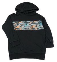 Černá mikina s army pruhem a nápisy a kapucí Tu