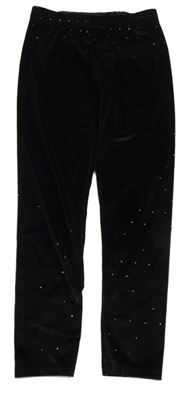 Čierne zamatové legíny s kamienkami Next