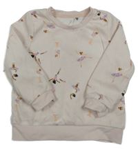 Svetloružová plyšová mikina s baletkami Peacocks