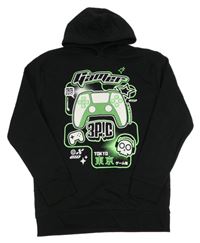 Nové - Černá mikina s ovladačem a nápisy a kapucí George