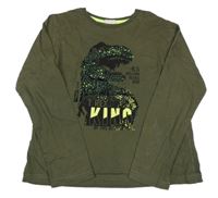 Khaki triko s dinem a nápisy 