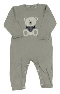 Šedý pletený overal s medvídkem 