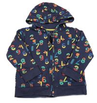 Tmavomodrá prepínaci mikina s číslami a kapucňou Mothercare