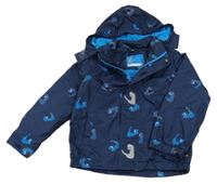 Tmavomodrá šusťáková lehce zateplená bunda s diny a kapucí Pocopiano