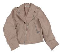 Svetloružový koženkový crop krivák H&M