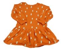 Oranžovo-smotanové vzorované teplákové šaty Tchibo