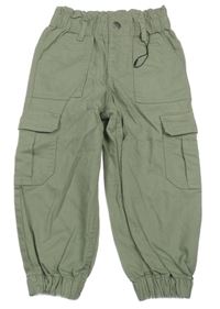 Khaki plátěné cargo cuff kalhoty Primark