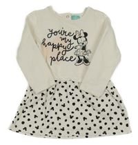 Bílo-černé teplákové šaty s Minnie a puntíkatou sukní Disney