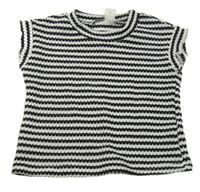 Bílo-černé pruhované úpletové tričko Shein