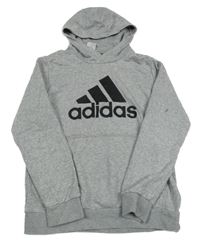 Sivá mikina s logom a kapucňou Adidas