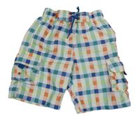 Bílo-barevné kostkované plážové kraťasy Rebel