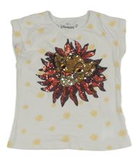 Biele tričko so Simbou z flitrů Disney