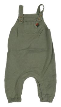 Khaki laclové pletené tepláky Tu