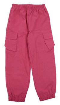 Fuchsiové cargo cuff nohavice Shein