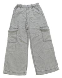 Světlešedé široké teplákové cargo rifle H&M