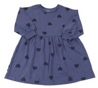 Tmavomodré teplákové šaty so srdiečkami H&M