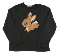 Antracitové triko s králíčkem H&M