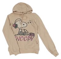 Svetloružová mikina so Snoopym a kapucňou