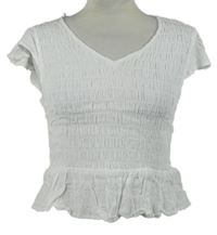 Dámska biela žabičková crop blúzka s volánikom Primark