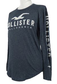 Pánske tmavomodré tričko s logom Hollister