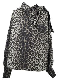 Dámská hnědo-béžová vzorovaná halenka s vázačkou 