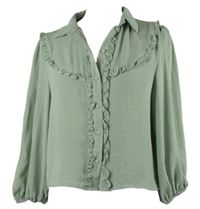 Dámská světlezelená šifonová halenka s volánky Studio 