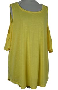 Dámské žluté volné tričko s průstřihy F&F