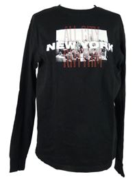 Pánske čierne tričko s potlačou H&M