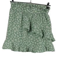 Dámska svetlozelená kvietkovana sukňa s volánikom Shein