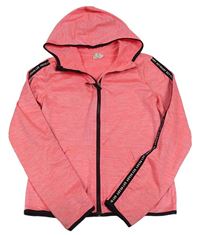 Neonově růžová melírovaná sportovní propínací mikina s kapucí H&M