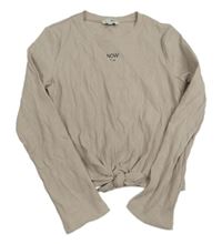 Béžové žebrované crop triko s nápisem Tom Tailor