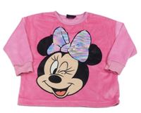 Neónově ružová plyšová mikina s Minnie Disney