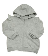 Bielo-sivá melírovaná prepínaci mikina s volánikom a kapucňou M&S