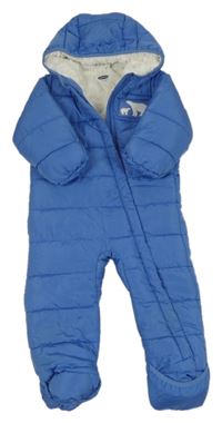 Modrá šusťáková zimní kombinéza s medvědy a kapucí Lily & Dan