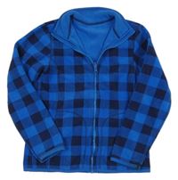 Modrá kockovaná fleecová prepínaci mikina
