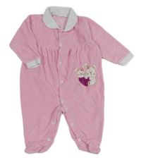 Růžový sametový overal s obrázkem