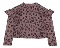 Fialová crop mikina s fľakmi a volánikom M&Co.